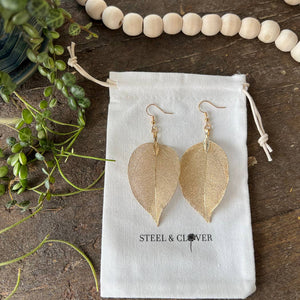 Gold Real Leaf Earring