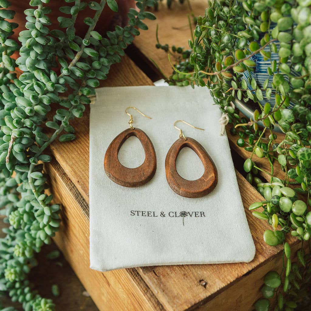 Kleskun Hoop Wooden Earrings