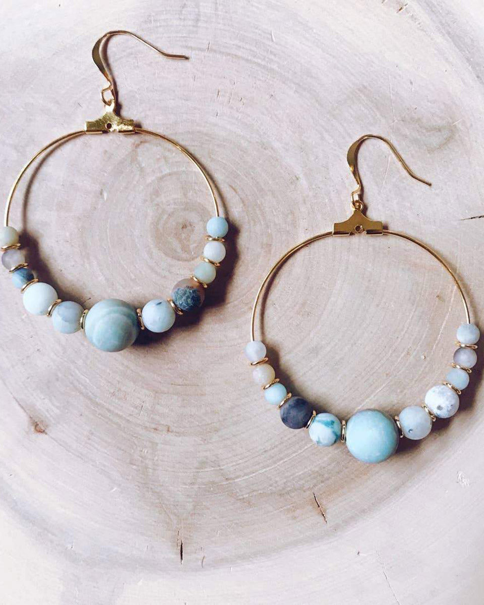 Missy Gemstone Hoops - Amazonite