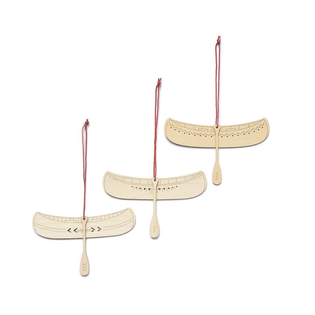 Canoe Ornament Set of 3