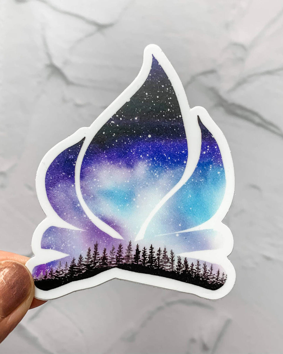 Campfire Purple Night Sky Sticker Decal